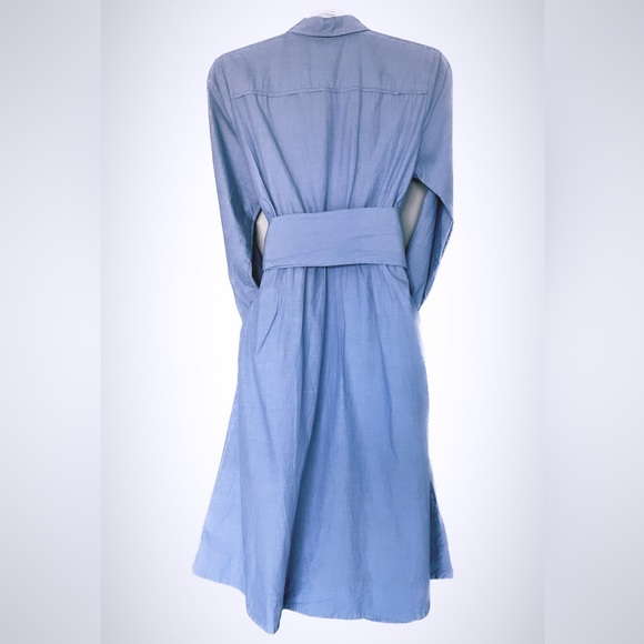 Classic cotton tie-waist shirtdress w/POCKETS. Size 14 (fits small) - Picture 3 of 11